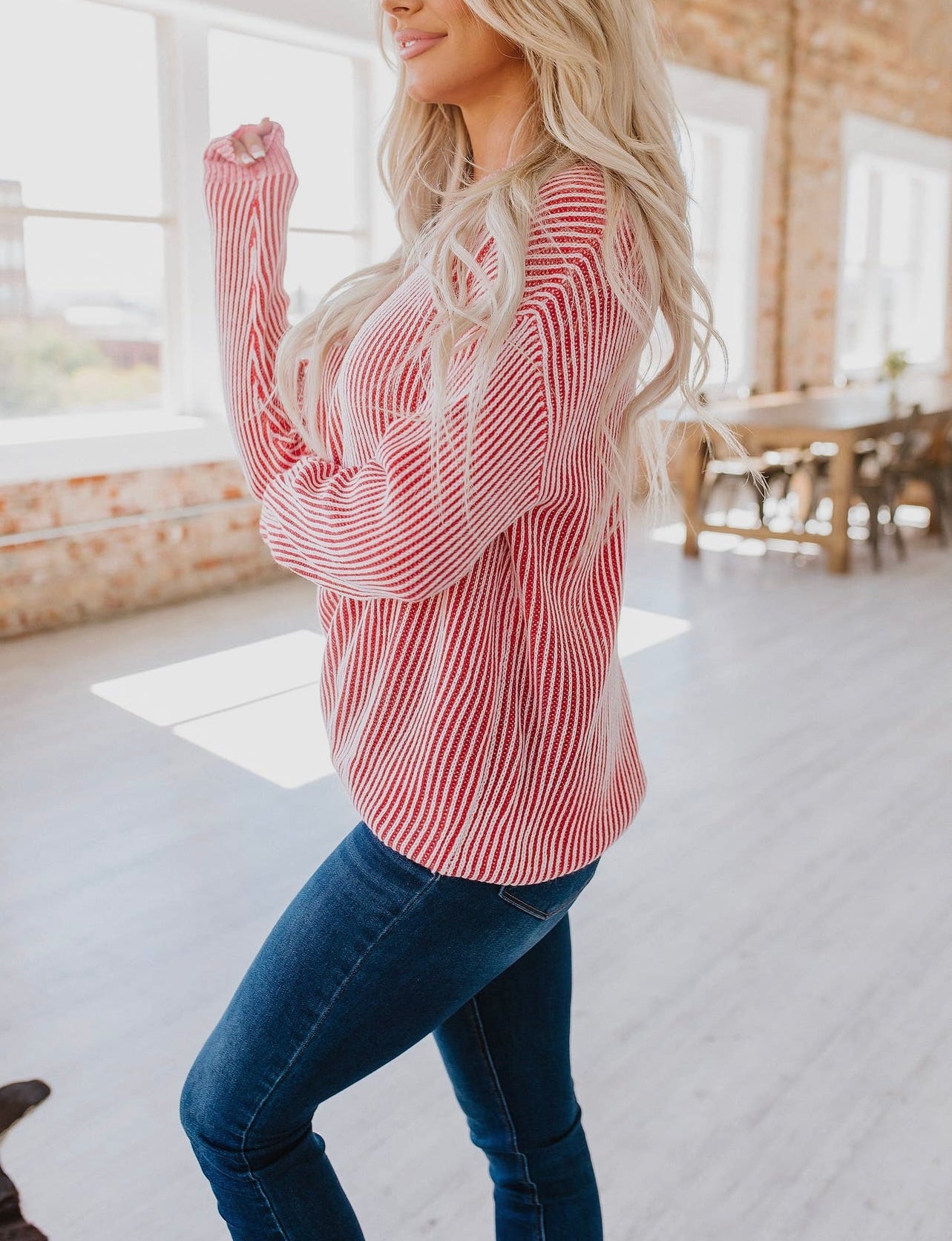 Red Helen Ribbed Sweater