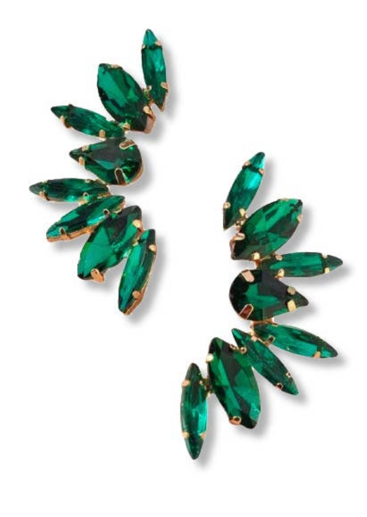 Emerald Crystal Wing Earrings