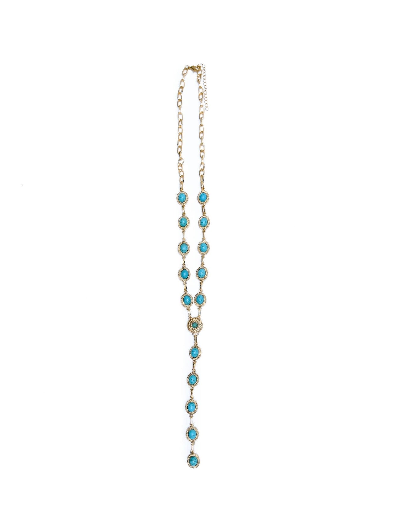 Dainty Gold Oval Turquoise Necklace