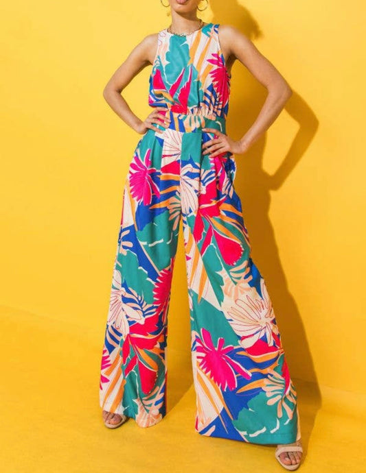 Tropical Print Woven Jumpsuit